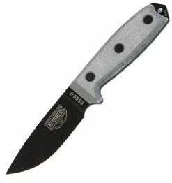 ESEE Knives ESEE-3 Fixed Blade Knife (Plain Edge, Black/Gray, Black Sheath)