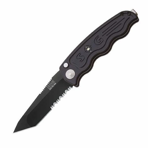 SOG Knives SOG-TAC Automatic Knife With Black Handle & Tini ComboEdge, W/Clip