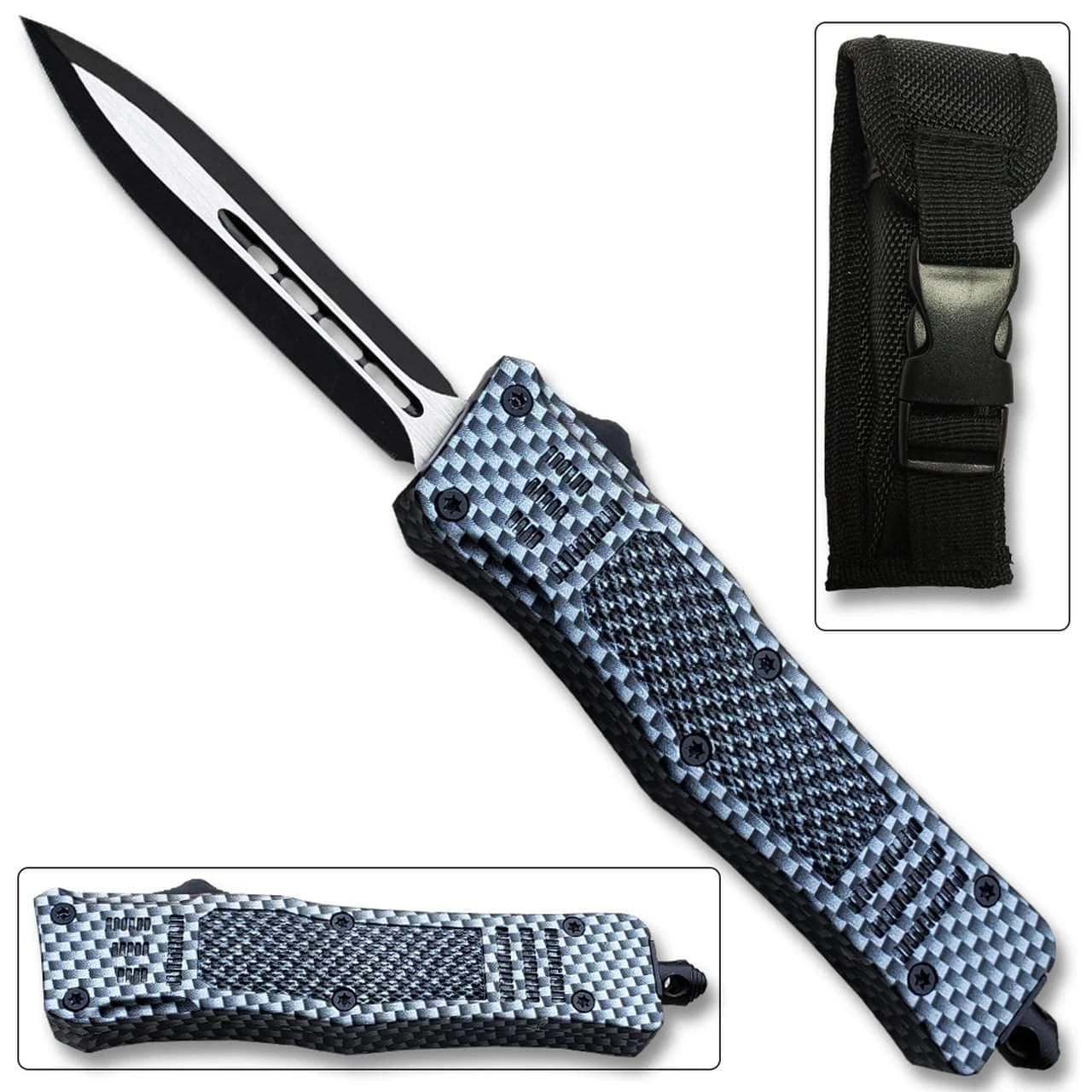 Knife Depot Carbon Fiber Legacy Edge OTF Knife Spear Point, Double Edged Blade - Image 2