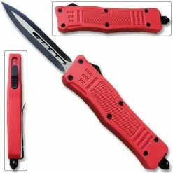 Knife Depot Red Legacy OTF Knife Spear Point, Double Edged Blade