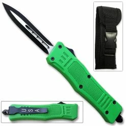 Knife Depot Green Legacy OTF Knife Spear Point, Double Edged Blade