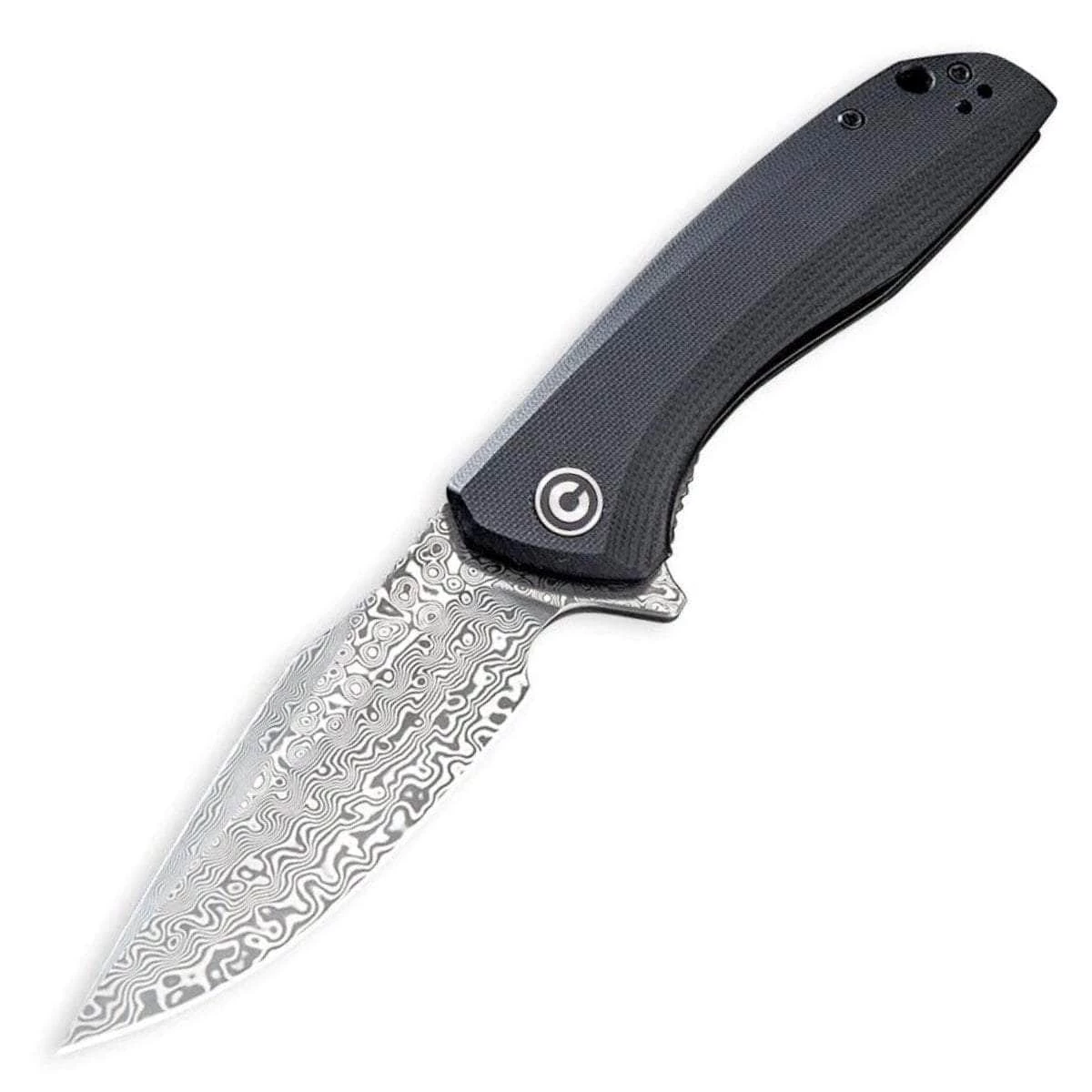 CIVIVI Baklash, 3.5" Damascus Blade, Black G10 Handle - C801DS