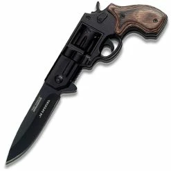 Tac-Force Tac Force Gun-Style Tactical Spring Assisted Knife With Wood Handle