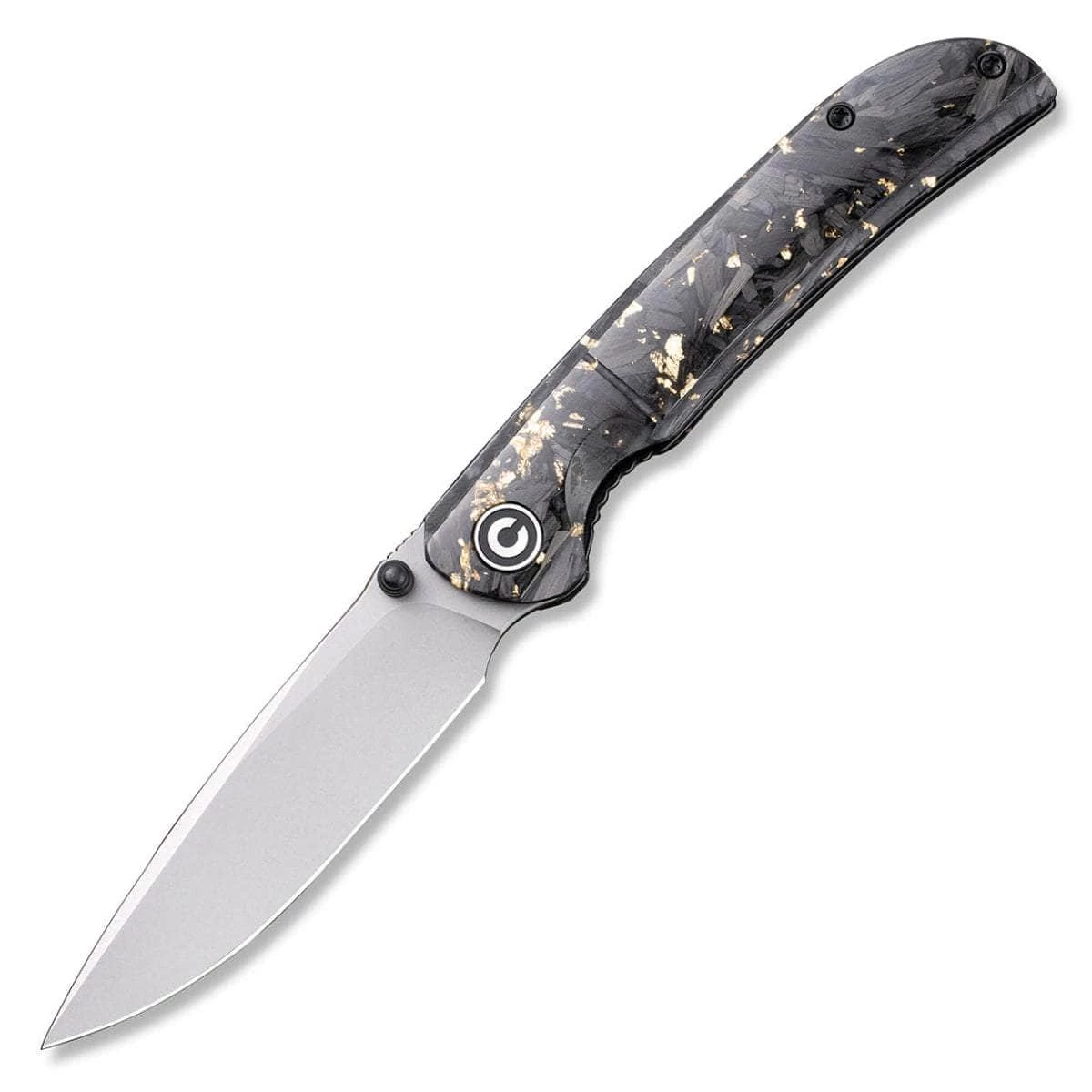 CIVIVI Imperium, 3.47" V-Ntiro Black Blade, Carbon Fiber And Golden Shred Handle - C2106A