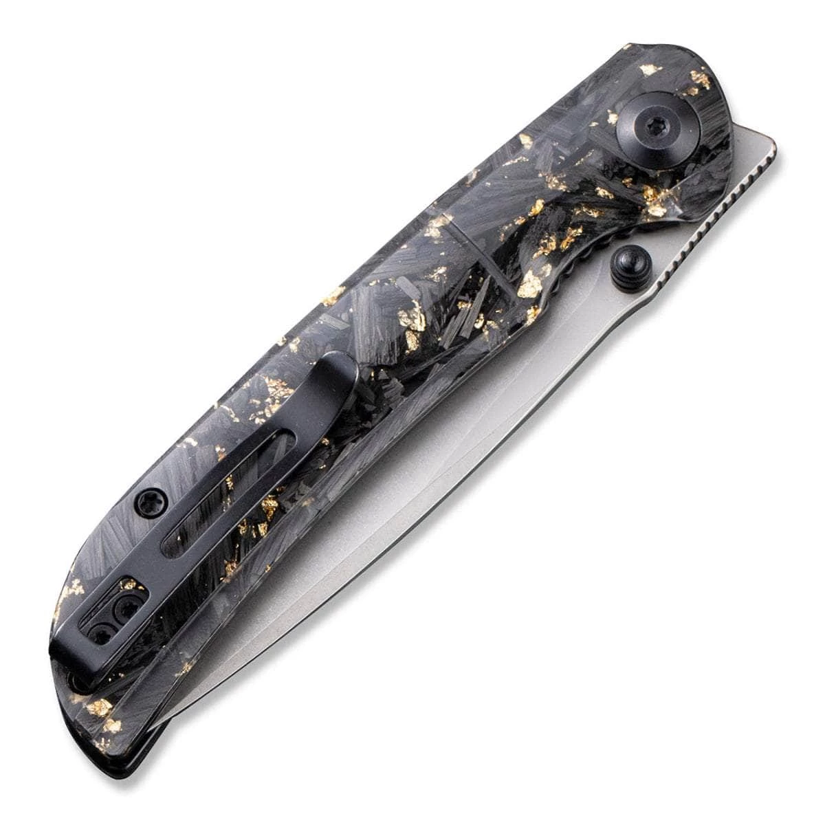 CIVIVI Imperium, 3.47" V-Ntiro Black Blade, Carbon Fiber And Golden Shred Handle - C2106A - Image 2