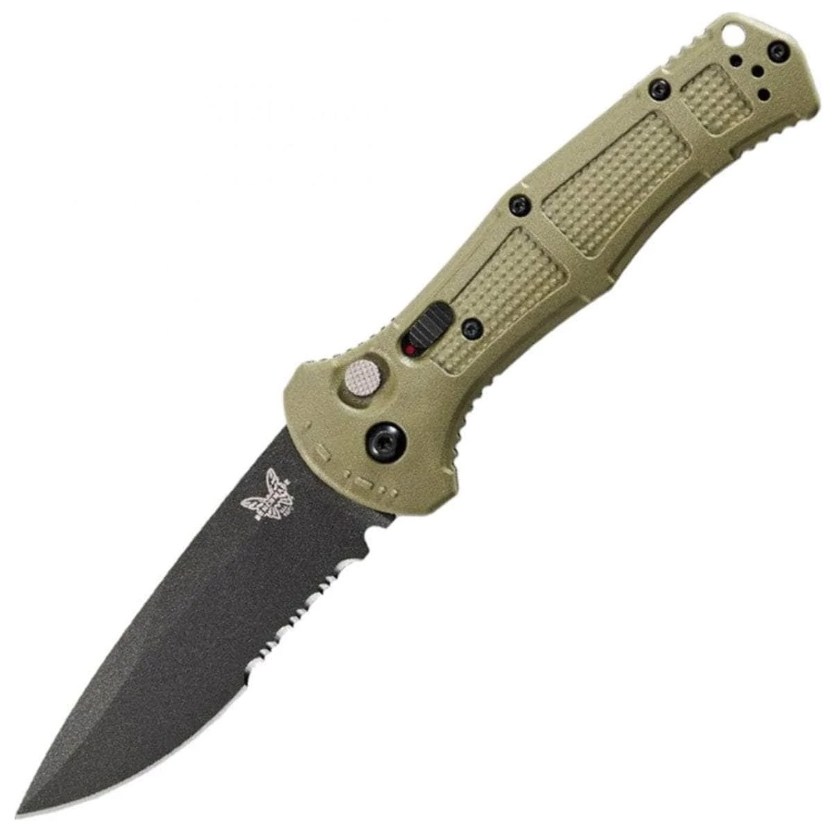 Benchmade Claymore Auto, 3.6" D2 Serrated Blade, Foliage Green Grivory Handle - 9070SBK-1