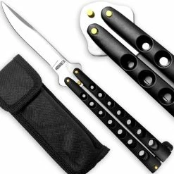 Knife Depot Scoundrel Alloy Balisong Butterfly Knife Black With Silver Blade