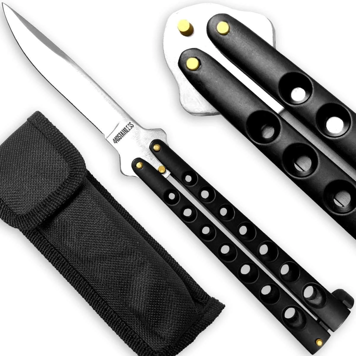Knife Depot Scoundrel Alloy Balisong Butterfly Knife Black With Silver Blade