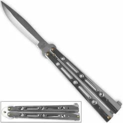Knife Depot Executive Butterfly Balisong Knife Chromed Silver 10.25in Flipper