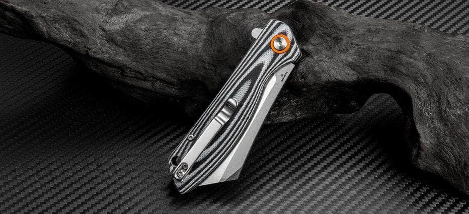 Artisan Cutlery Artisan Tomahawk, 3.94" D2 Blade, Black-White Curved G10 Handle - 1815P-BGC - Image 3