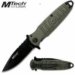 MTech 3851 USA Tactical Folding Knife Gunmetal Grey Circle Pattern Handle