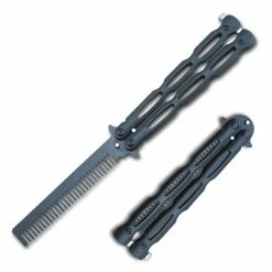 Knife Depot Black Butterfly Style Knife COMB Trainer Stainless Steel Practice Training Tool