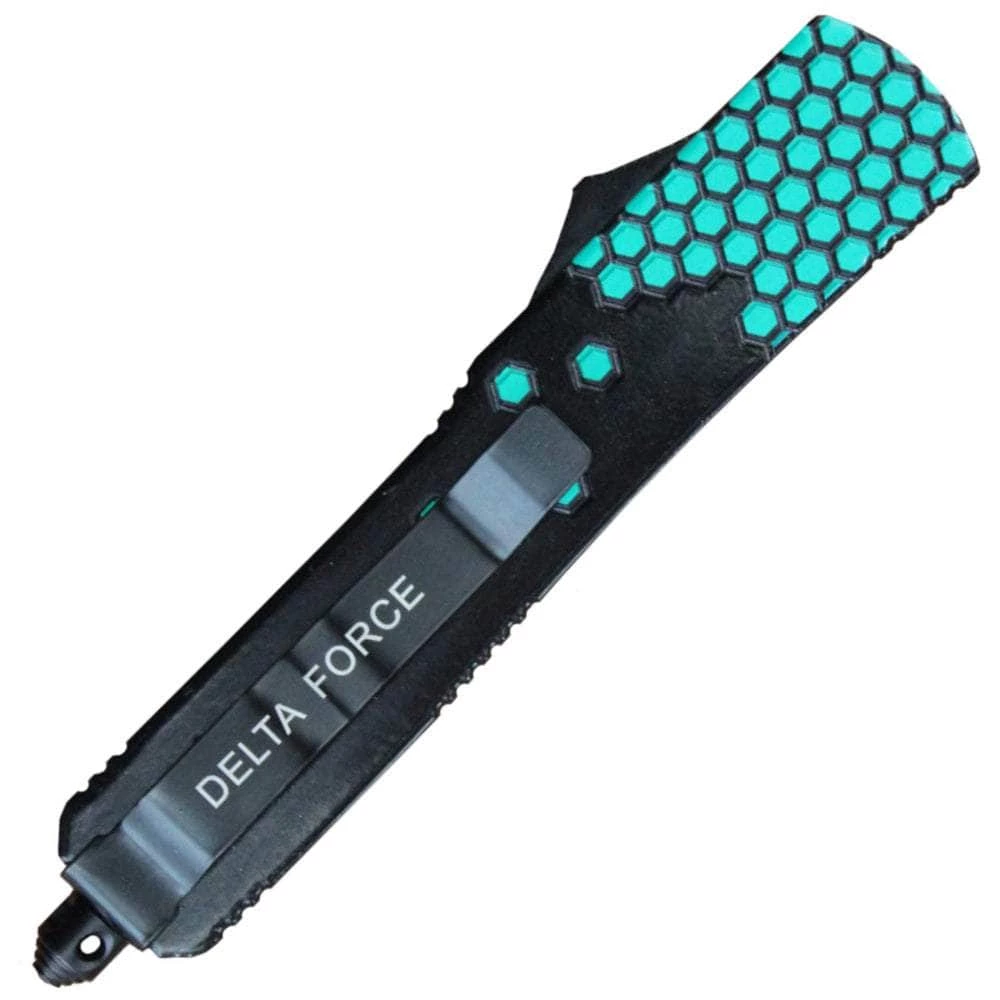 Delta Force OTF Tetris, 3.25" 440 Blade, Green/Black Handle, Sheath - DF1057GN - Image 2