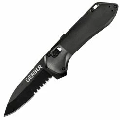 Gerber Highbrow, 2.8" Assisted Combo Blade, Black Aluminum Handle - 30-001525