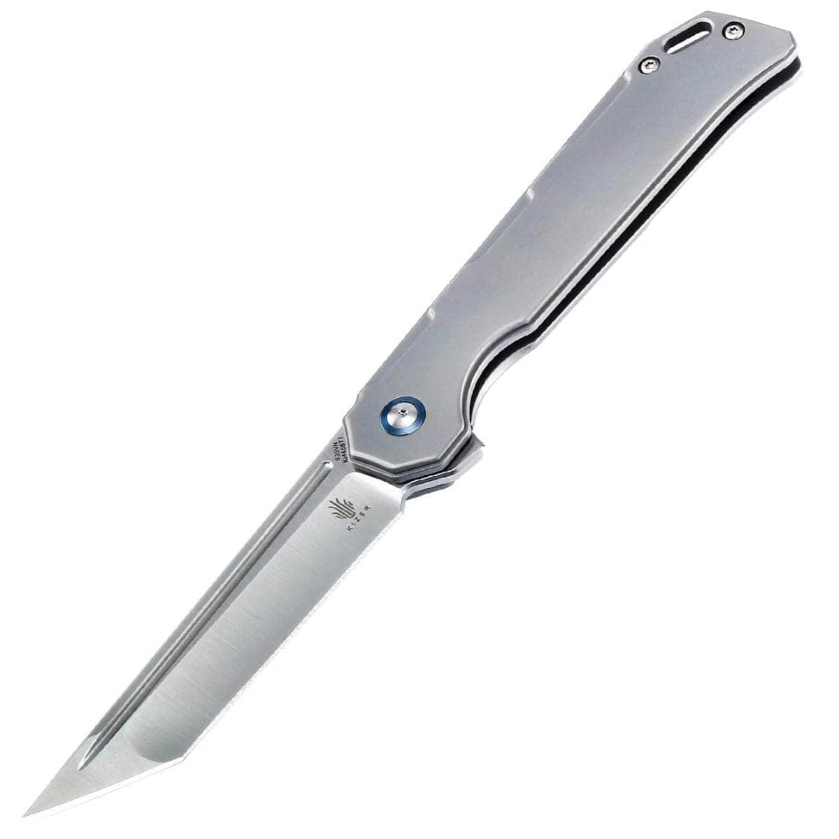 Kizer Knives Kizer Begleiter, 3.54" S35VN Tanto Blade, Gray Titanium Handle - Ki4458T1