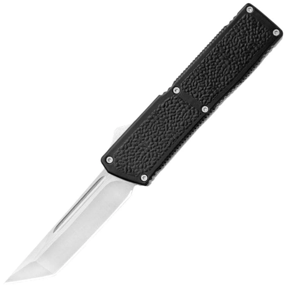 Knife Depot Lightning Elite Black D/A OTF, 3.25" Tanto Blade, Aluminum Handle - LNGELBKT