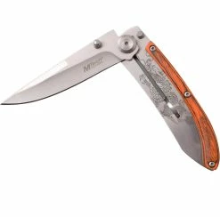 Mtech Folder 3.25 In Blade Wood-Stainless Steel Hndl MT-1151PDR